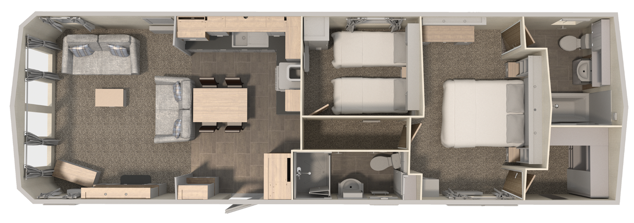 Floorplan of Willerby Sheraton Elite 2019, Plas Coch Holiday Home Park, Anglesey, LL61 6EJ